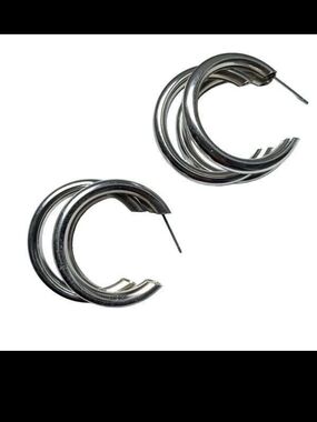 Triple Hoop Silver-Tone Women's Earrings